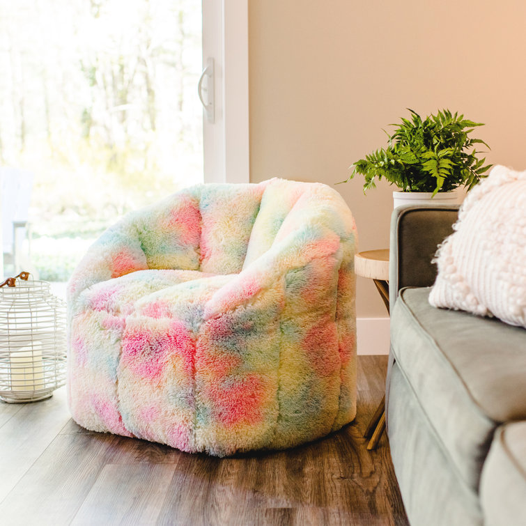 Pink faux fur bean bag online chair